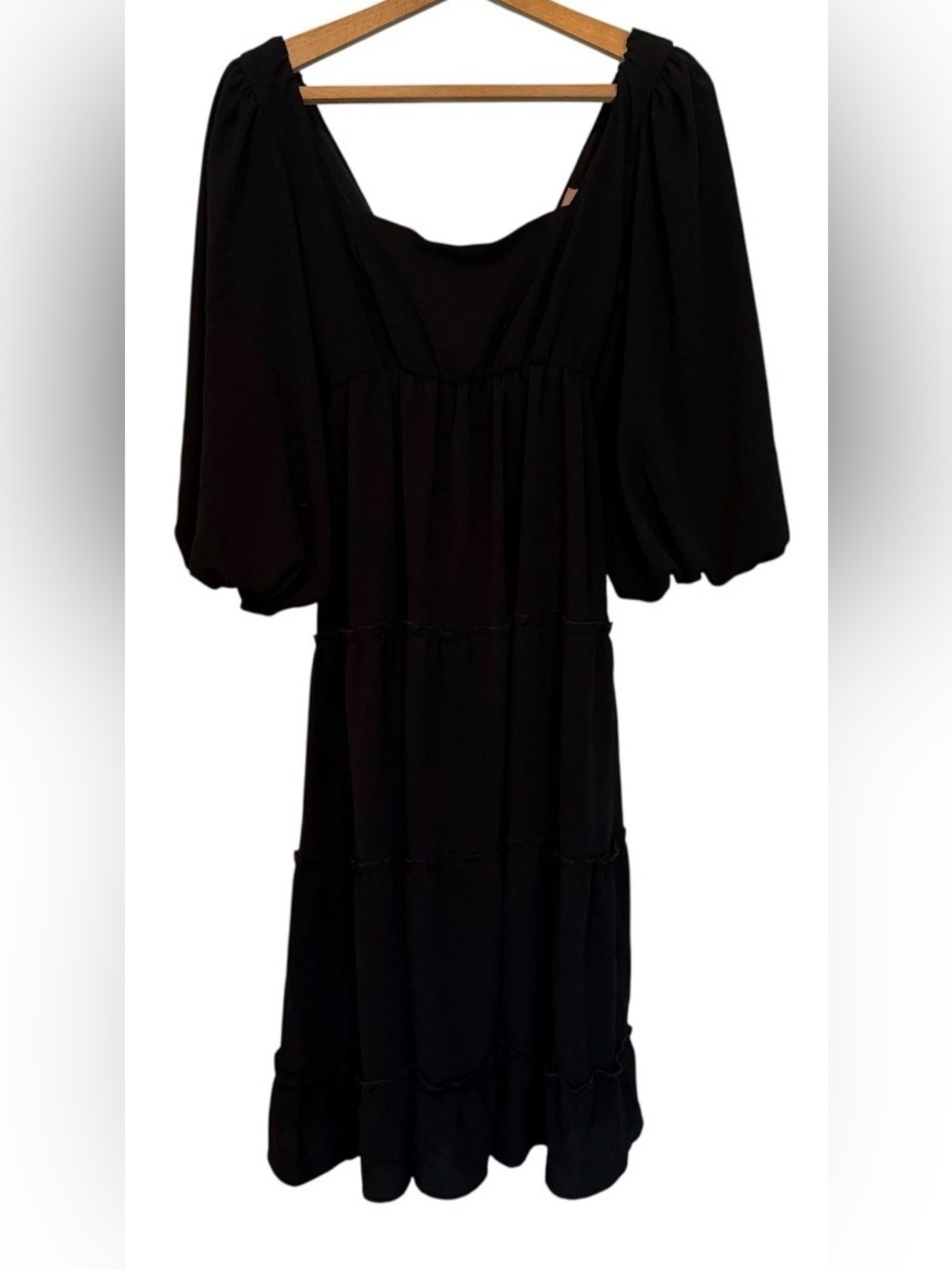 Show Me Your Mumu Elaina Midi Dress Black Size L Long Sleeve Tiered Boho Cottage